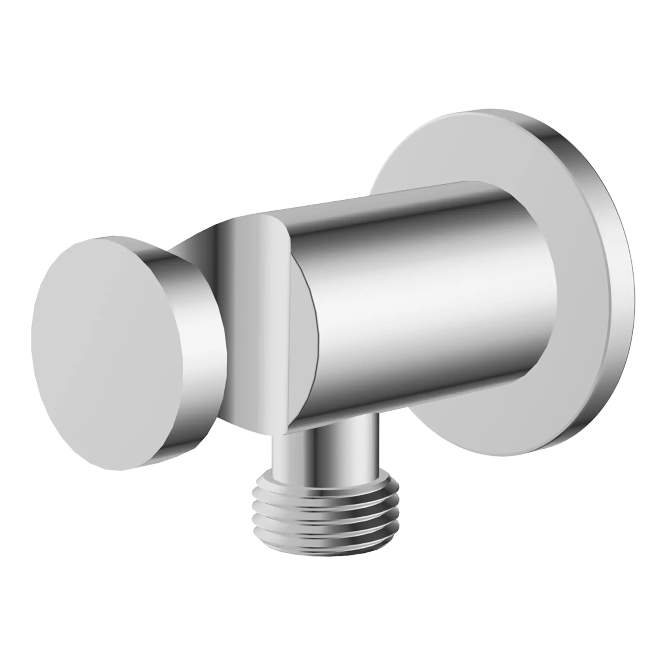 Sharp shower arm with threaded connection, modern bathroom plumbing fixture for secure installation. Suitable for connecting showerheads or accessories in bathroom plumbing systems.