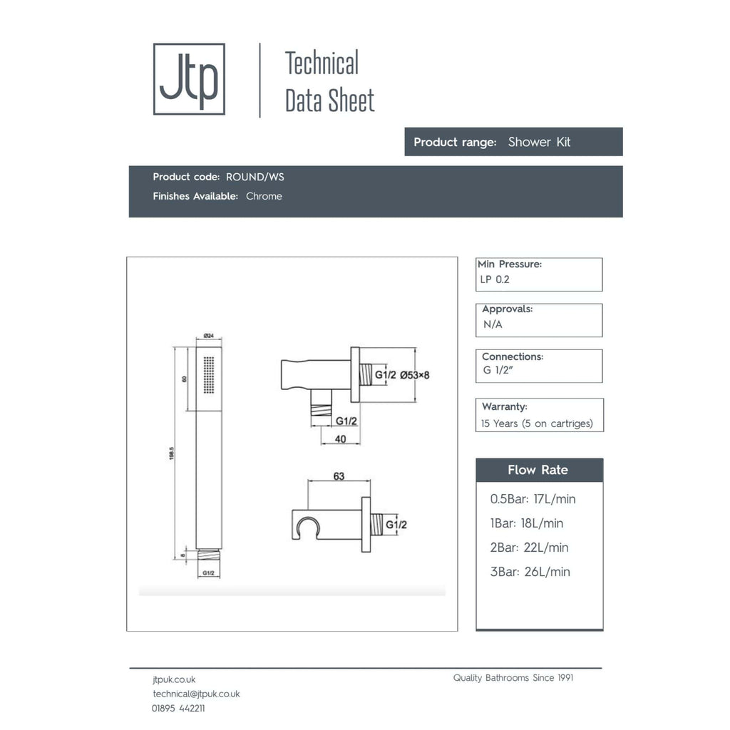 Shower kit technical drawing with chrome finish, including dimensions and connections, ideal for modern bathroom renovations and high-quality bathroom fixtures.