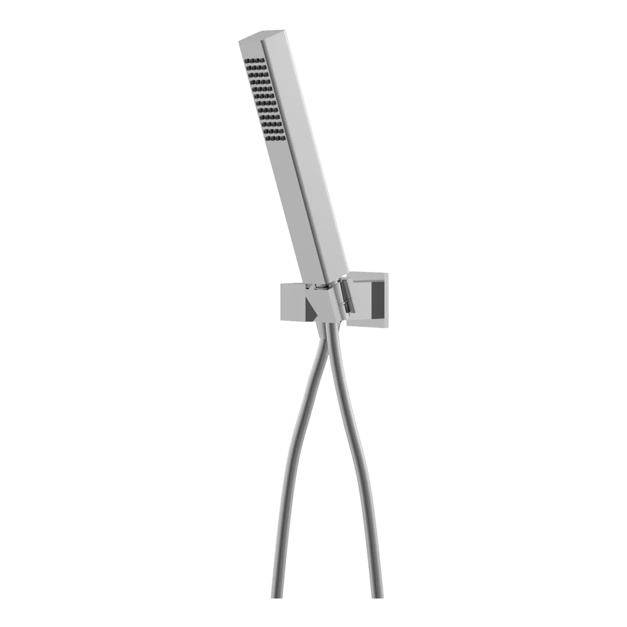 High-quality modern shower head with flexible hose, chrome finish, suitable for contemporary bathrooms, easy installation, designed for a luxurious shower experience.