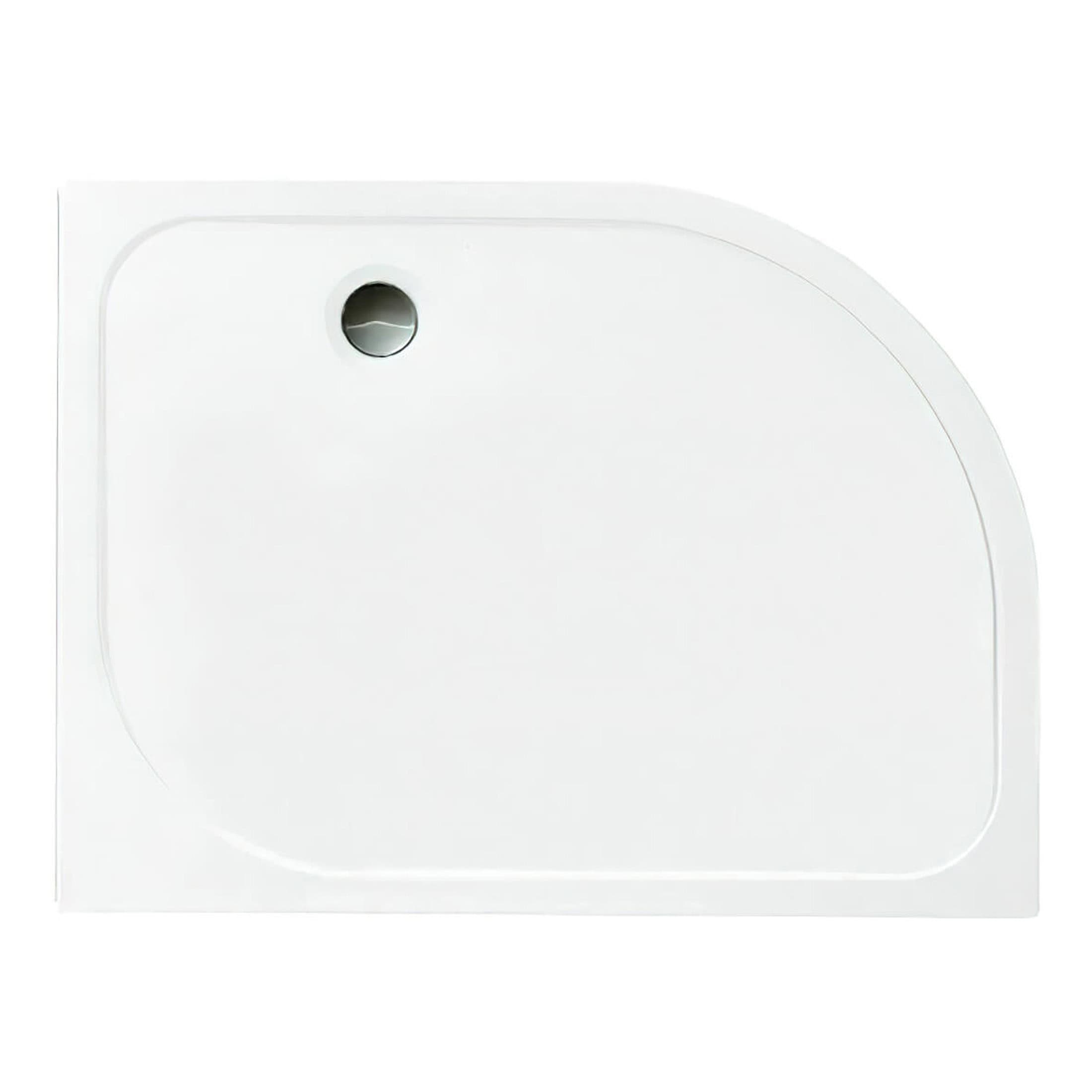 Sleek white shower tray with drain hole, perfect for modern bathrooms, durable and easy to clean, designed for efficient water drainage and minimal maintenance.