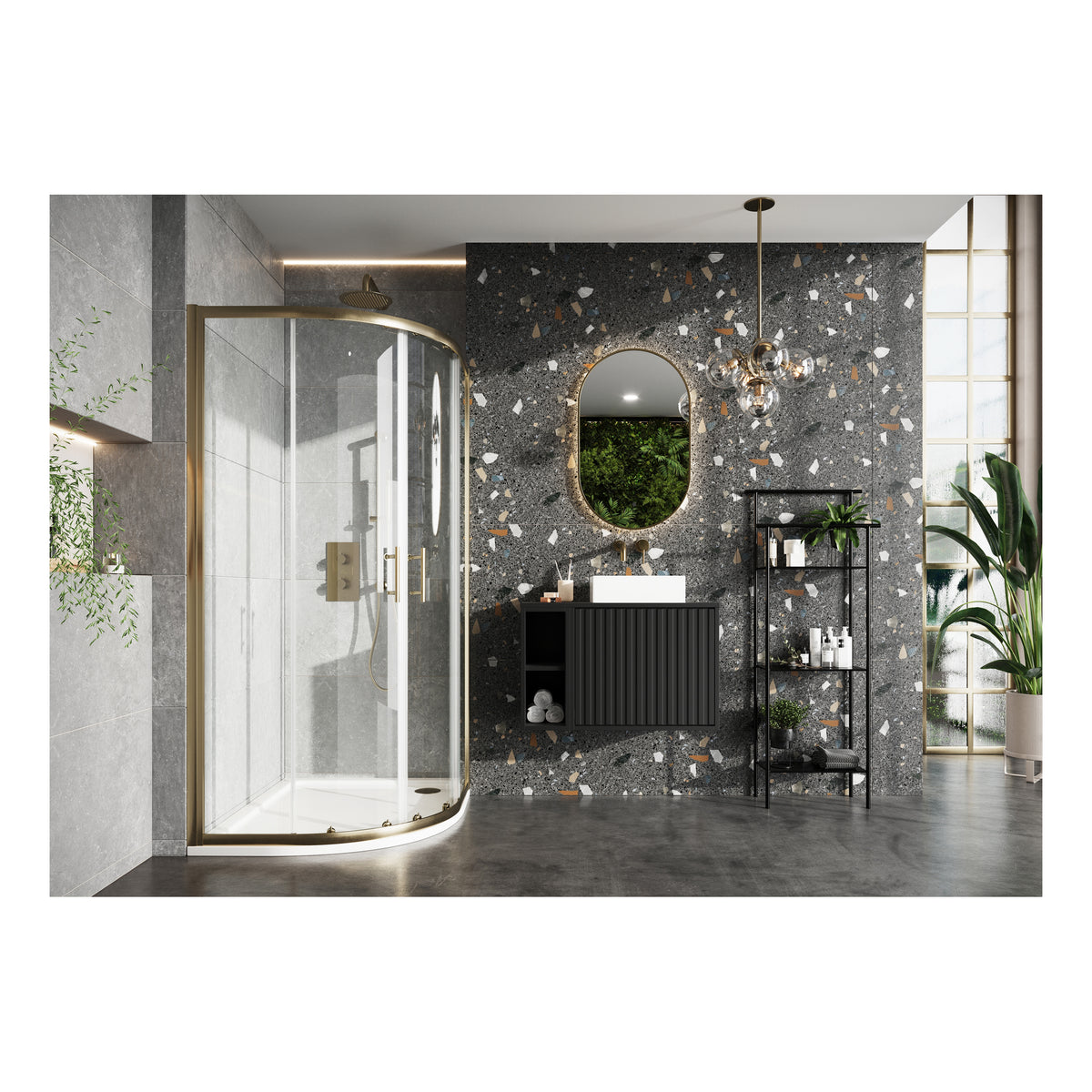 Scudo S6 Brushed Brass Double Door Quadrant Shower Enclosure, 900mm x 900mm