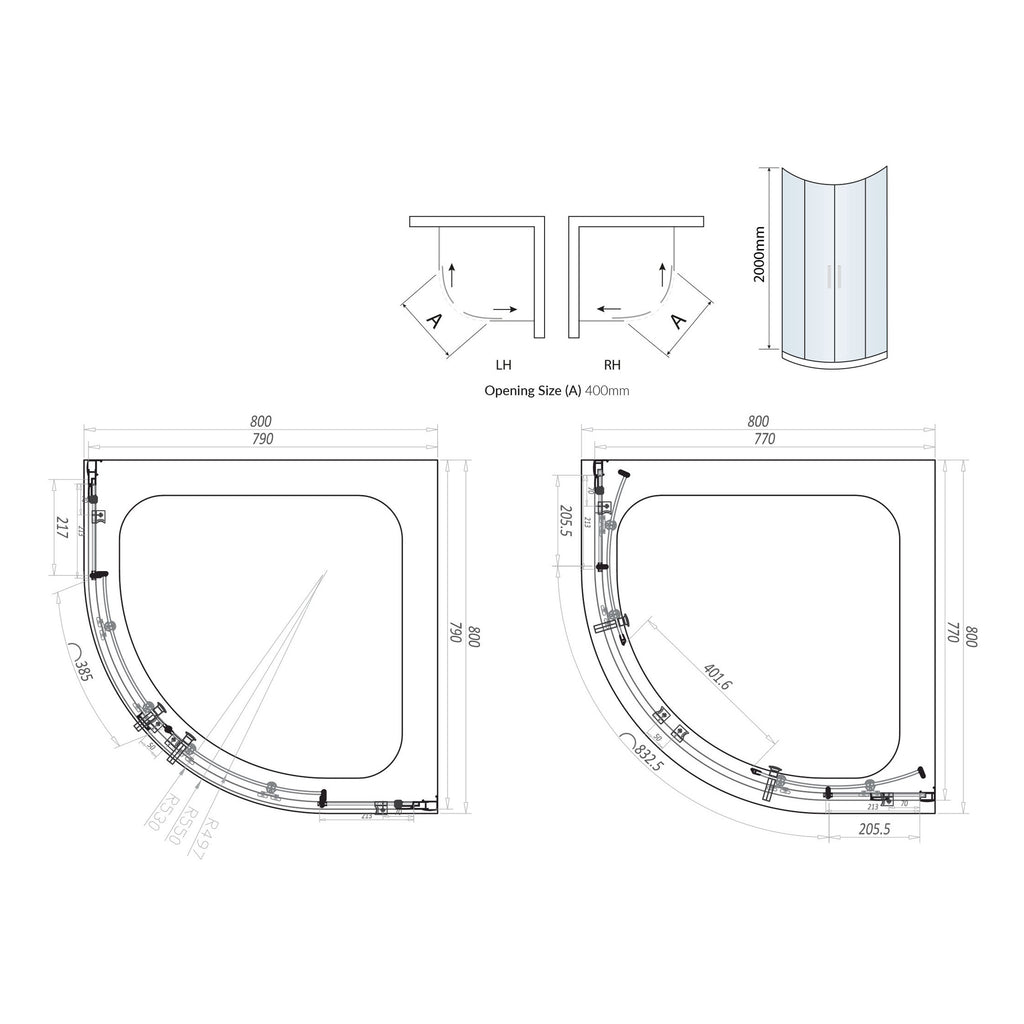 Scudo Korra Black Double Door Quadrant Shower Enclosure