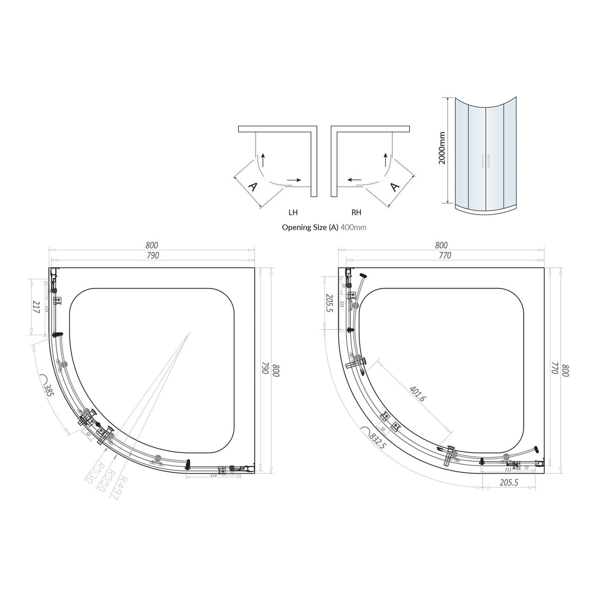 Scudo Korra Black Double Door Quadrant Shower Enclosure