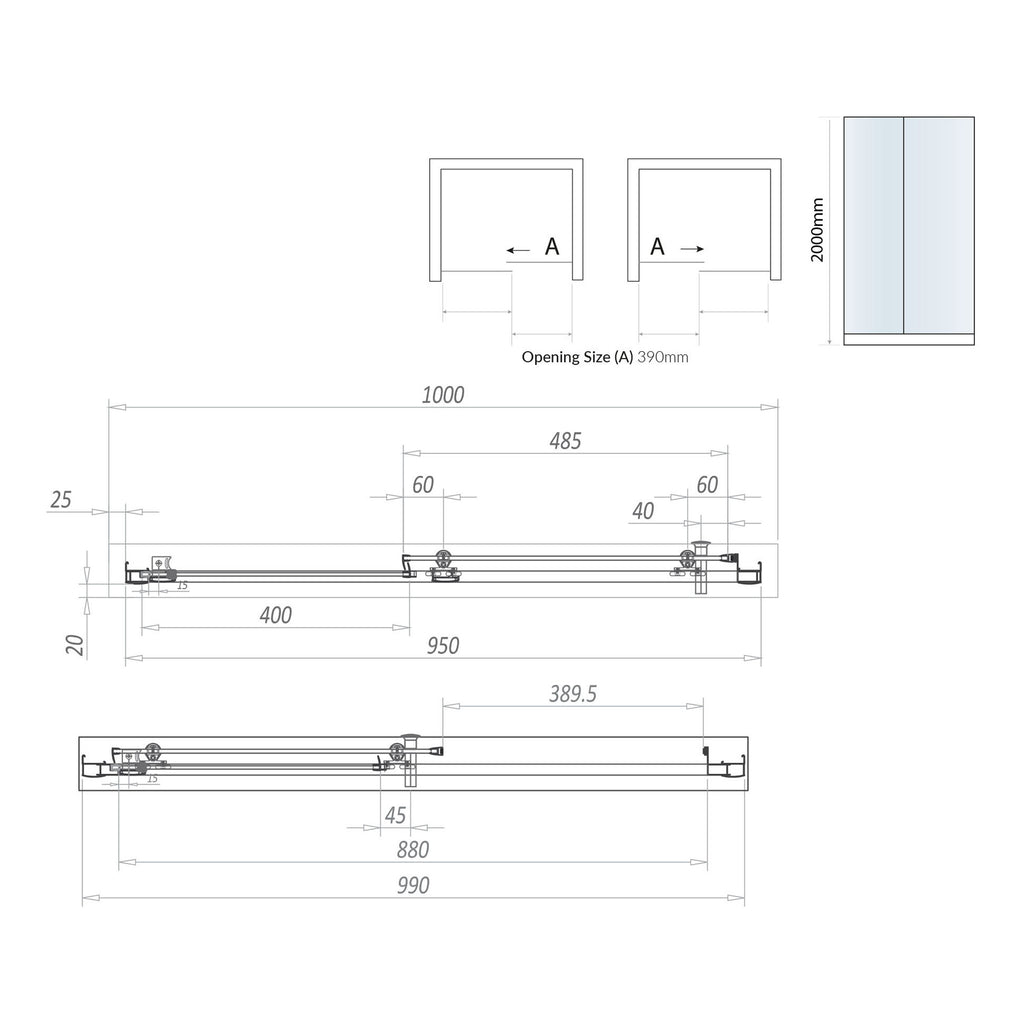 Scudo Korra Sliding Shower Door With Side Panel