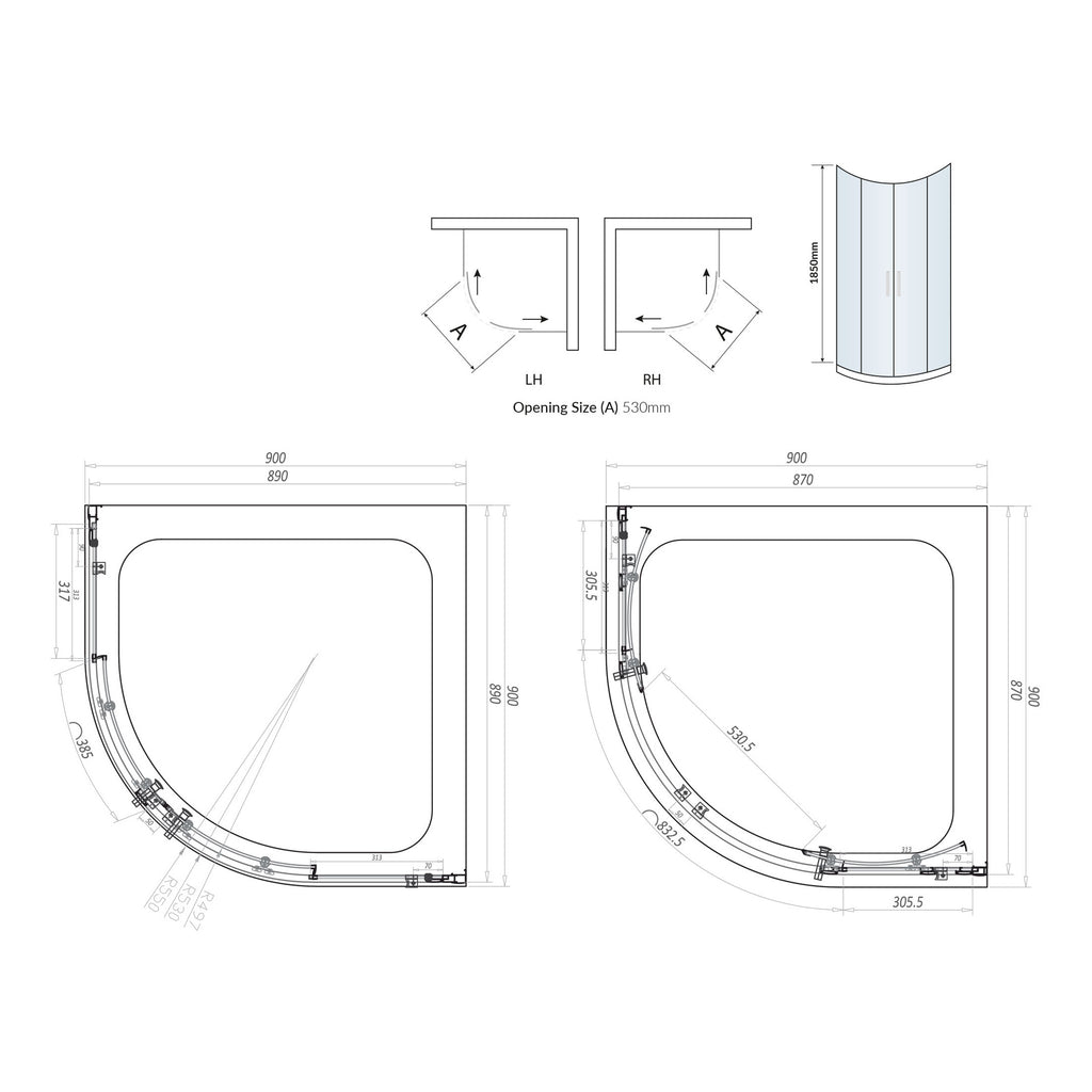 Scudo Korra Double Door Quadrant Shower Enclosure