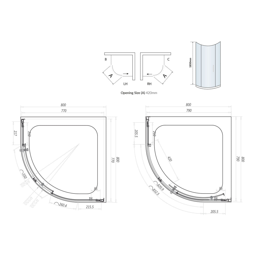 Scudo Korra Single Door Quadrant Shower Enclosure