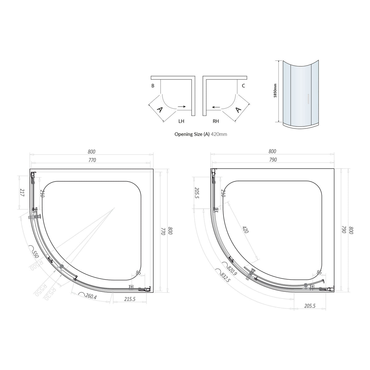 Scudo Korra Single Door Quadrant Shower Enclosure