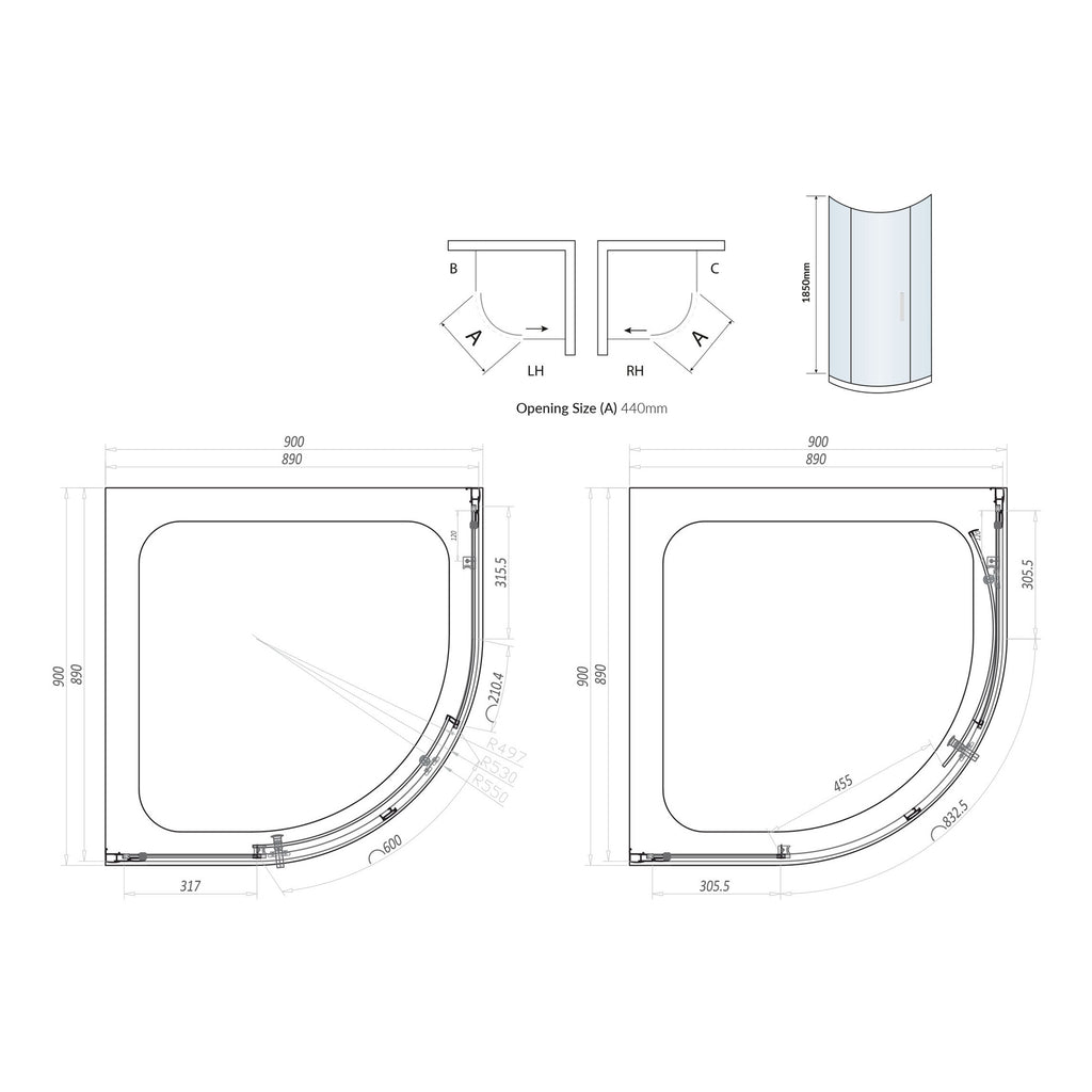 Scudo Korra Single Door Quadrant Shower Enclosure