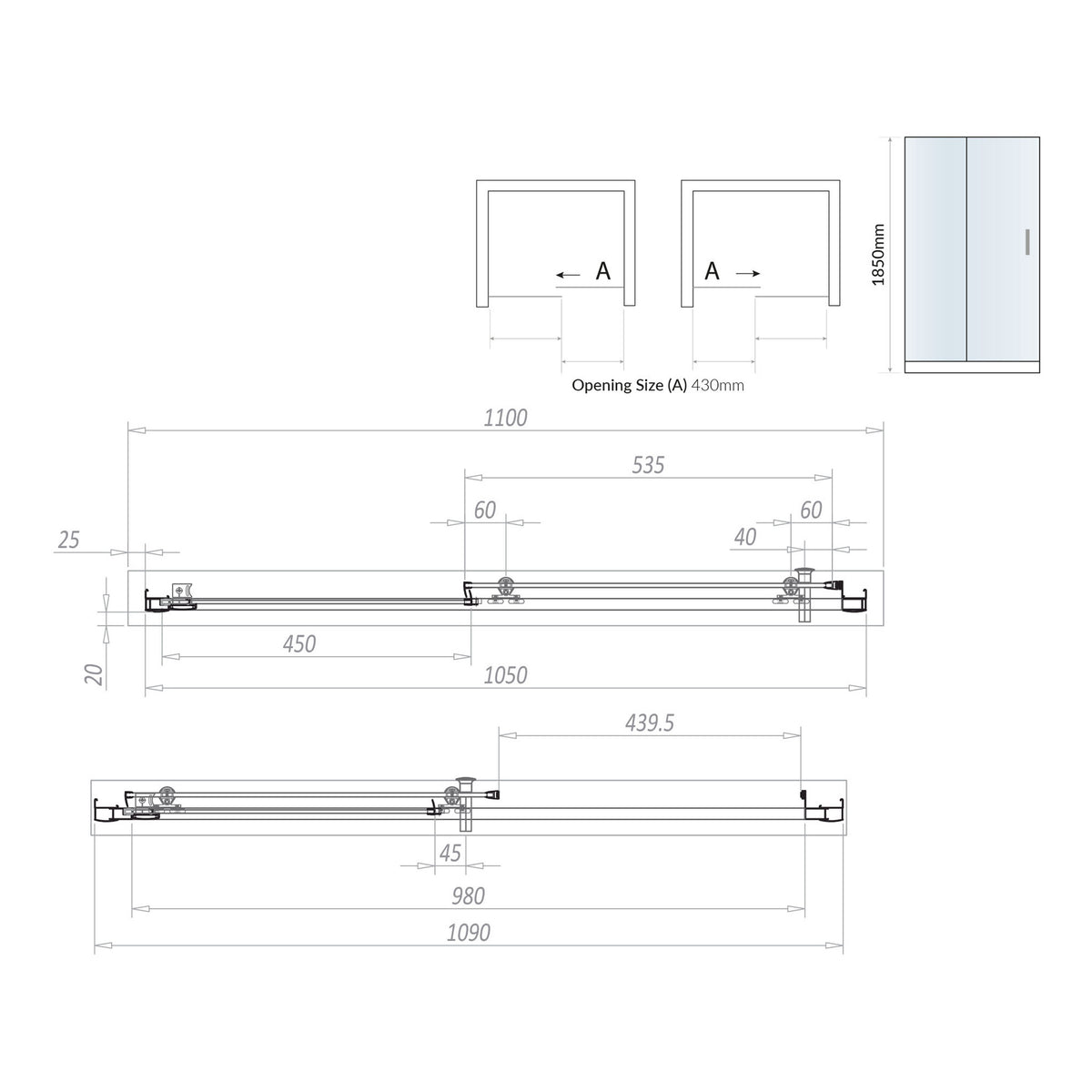 Scudo Korra Sliding Shower Door With Side Panel