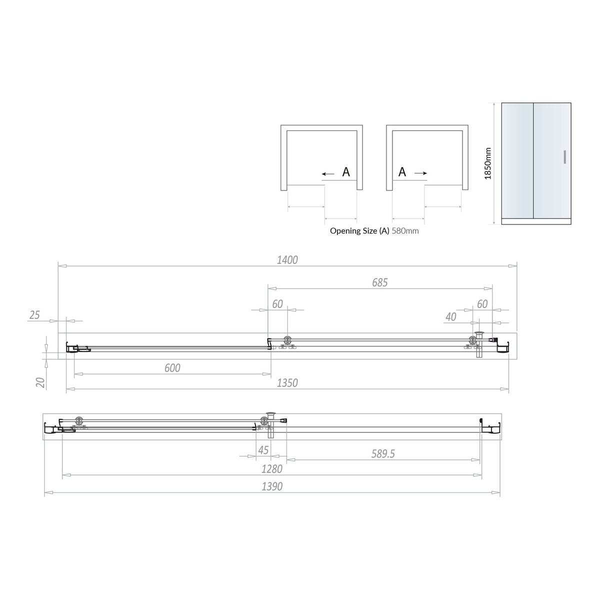 Scudo Korra Sliding Shower Door With Side Panel