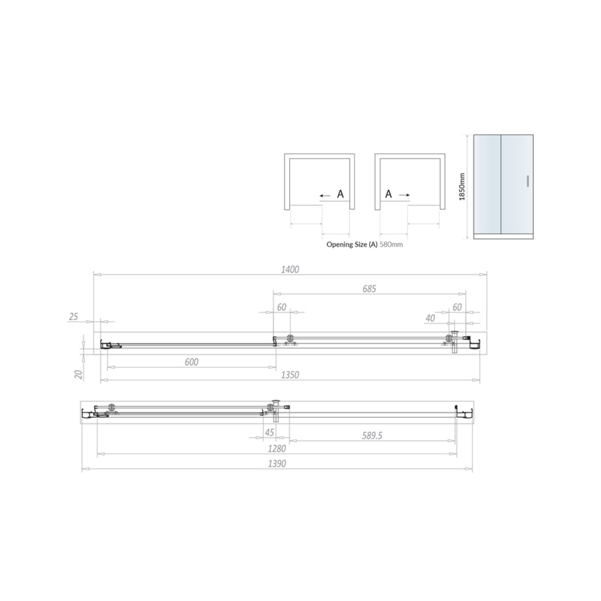 Scudo Korra Sliding Shower Door With Side Panel