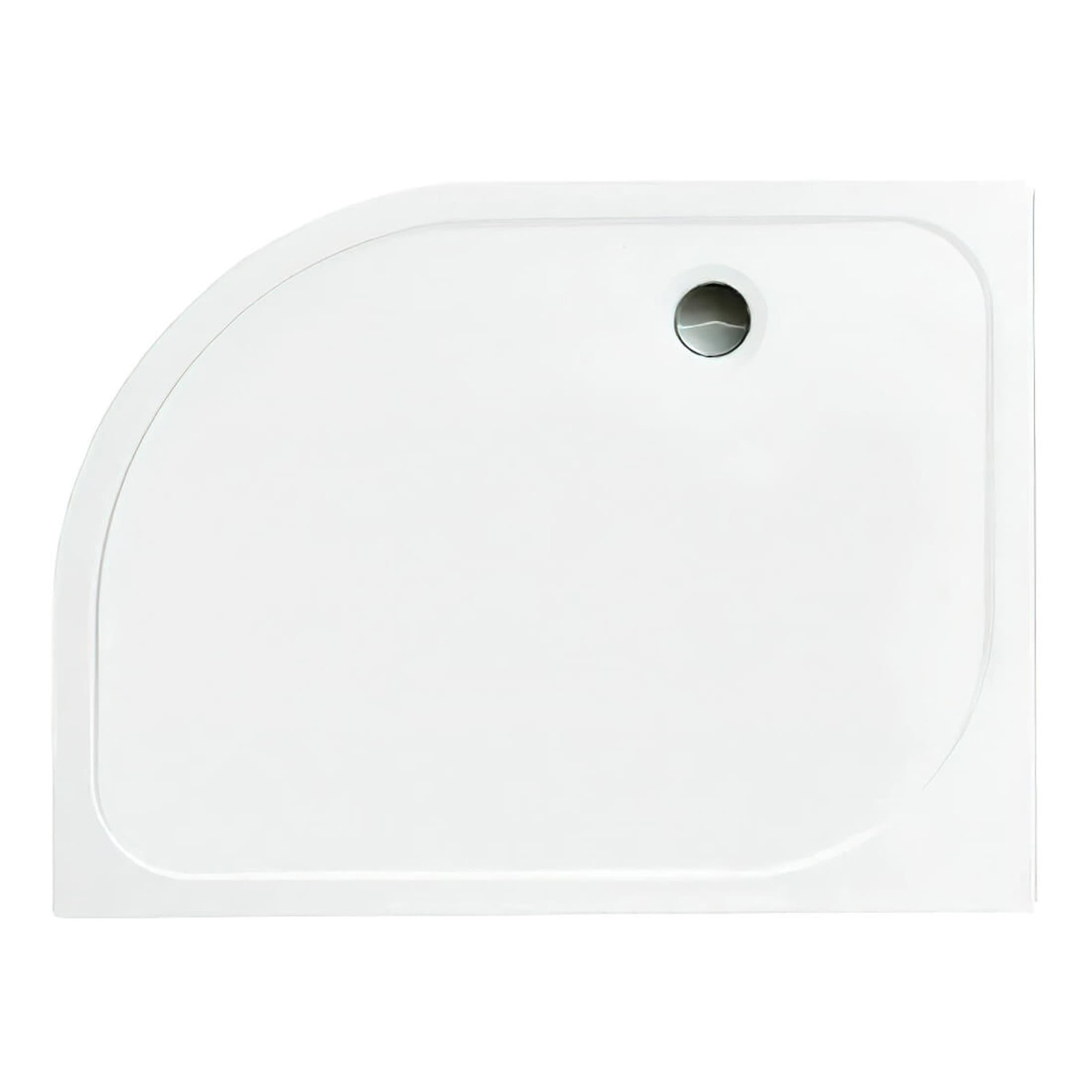 High-quality white shower tray with a smooth surface and integrated drain hole, ideal for modern bathroom designs and accessible shower installations. Perfect for creating a sleek and functional shower space.