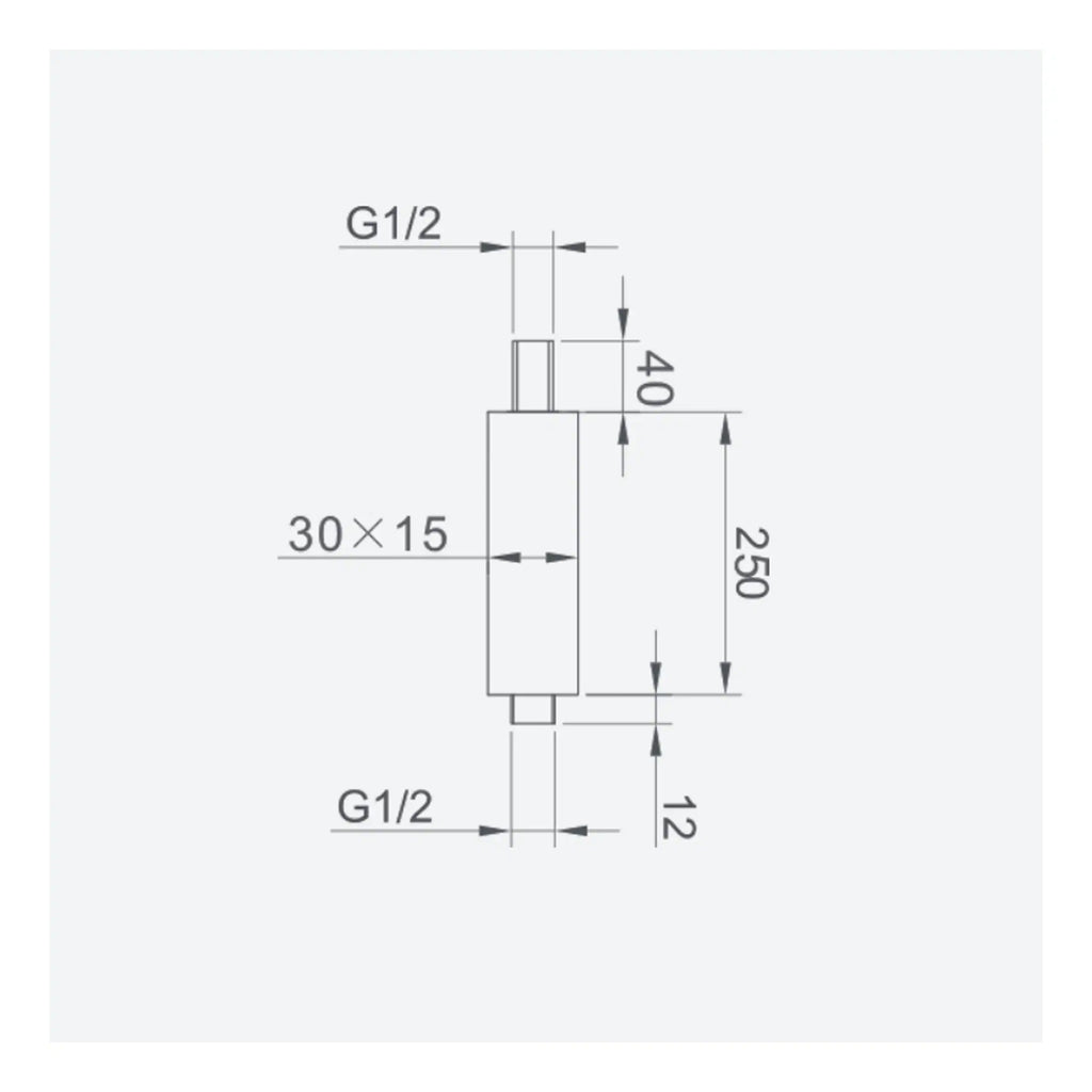 High-quality technical plumbing component drawing with precise measurements for Bubly Bathrooms. Perfect for bathroom installation guides and plumbing specifications.