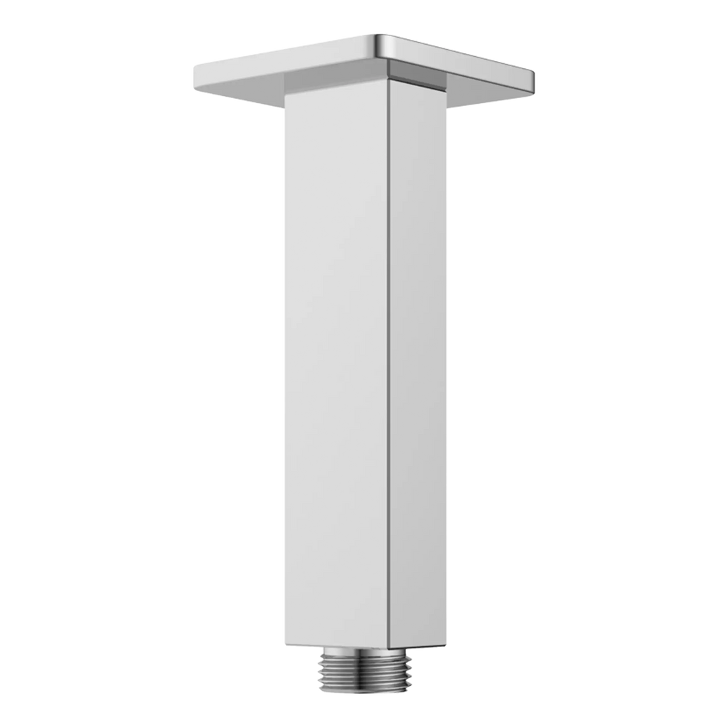 Sleek modern bathroom shower arm with chrome finish, compatible with Bubly bathroom fixtures, designed for secure installation.