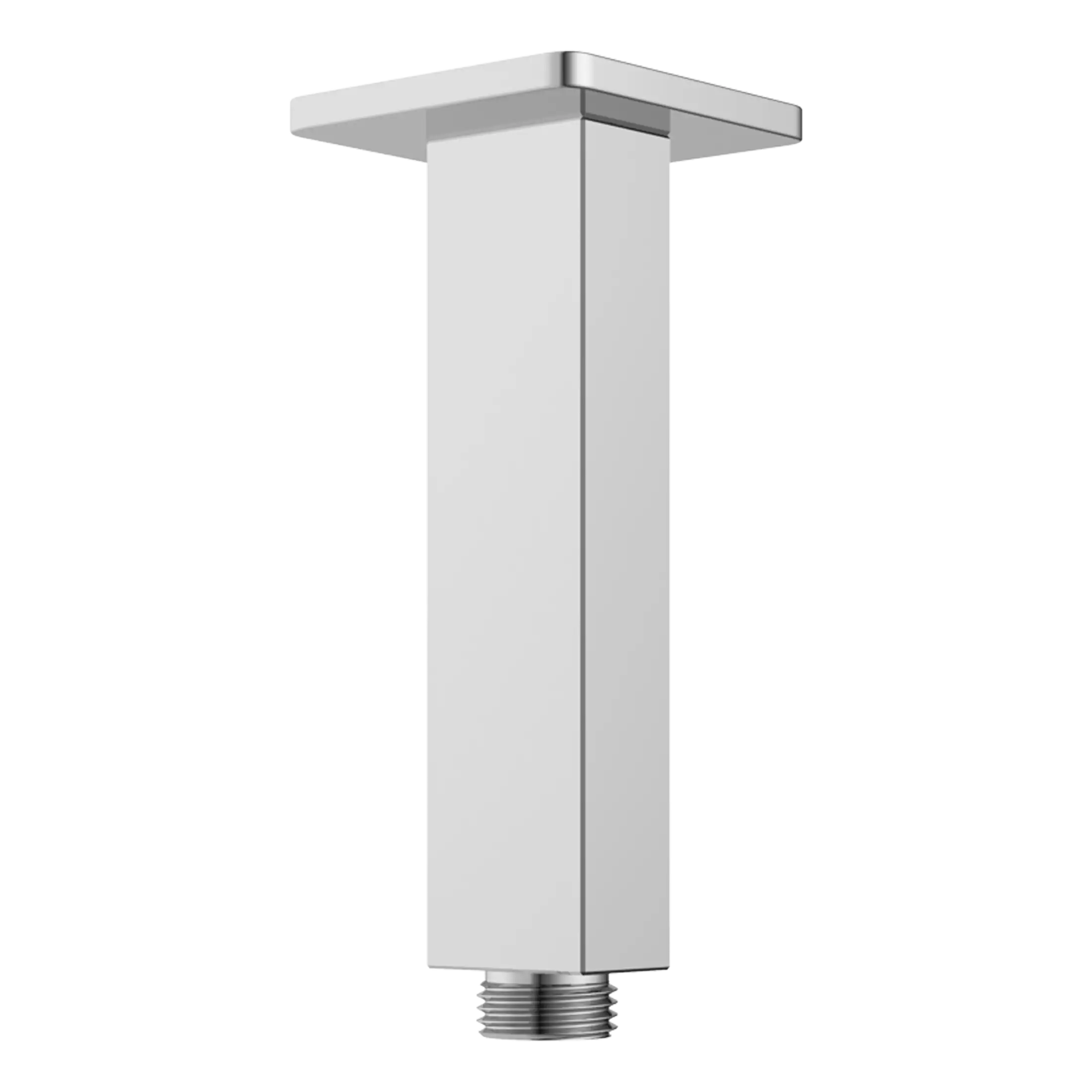 Sleek modern bathroom shower arm with chrome finish, compatible with Bubly bathroom fixtures, designed for secure installation.