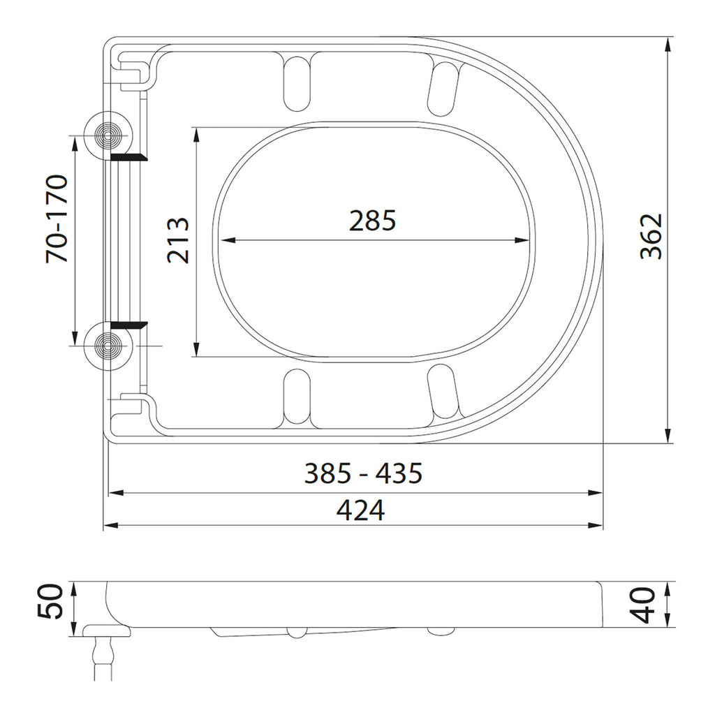 Scudo Spa Comfort Height Close Coupled Toilet With Cistern And Soft Close Seat - White - technical drawing with dimensions