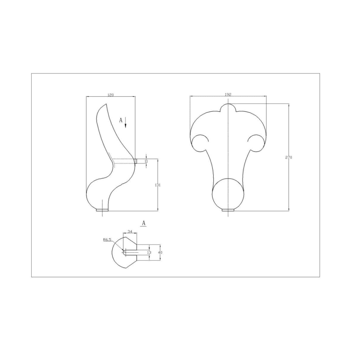 Sleek modern bathroom faucet design blueprint with detailed dimensions, ideal for contemporary Bubly bathrooms, combining functionality with aesthetic appeal.