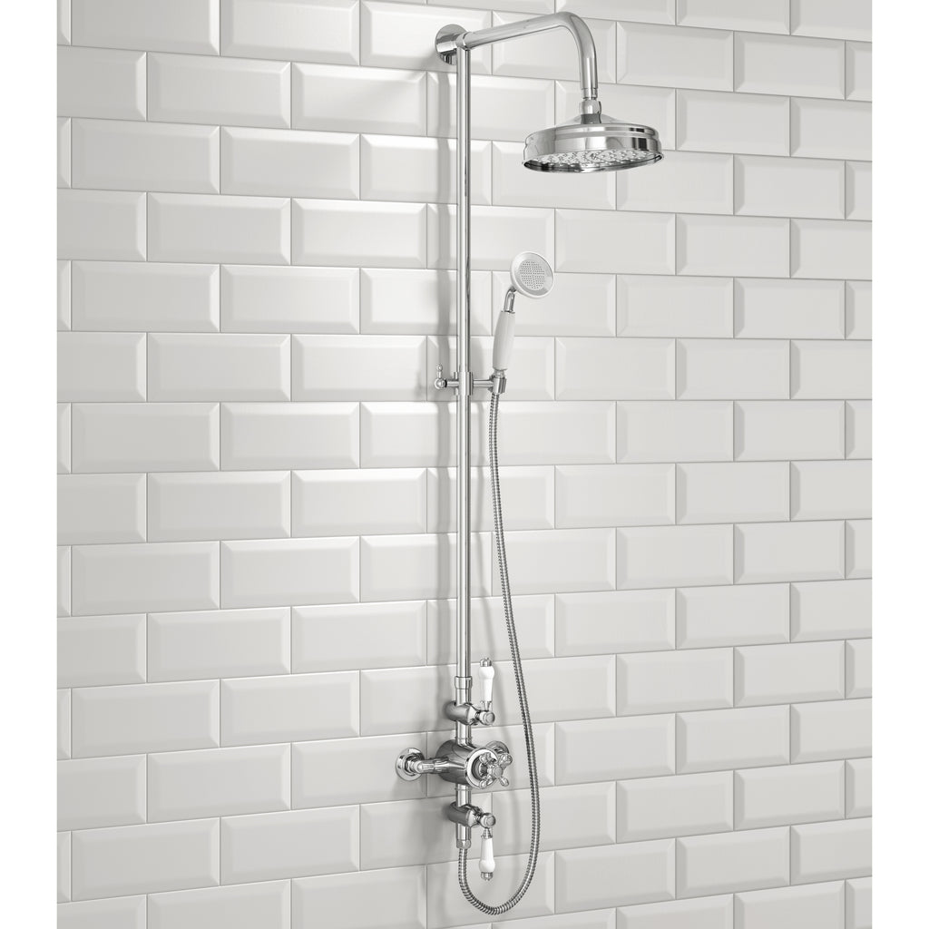 Scudo Traditional Rigid Riser Shower Kit With Fixed Head And Handset - Chrome - lifestyle