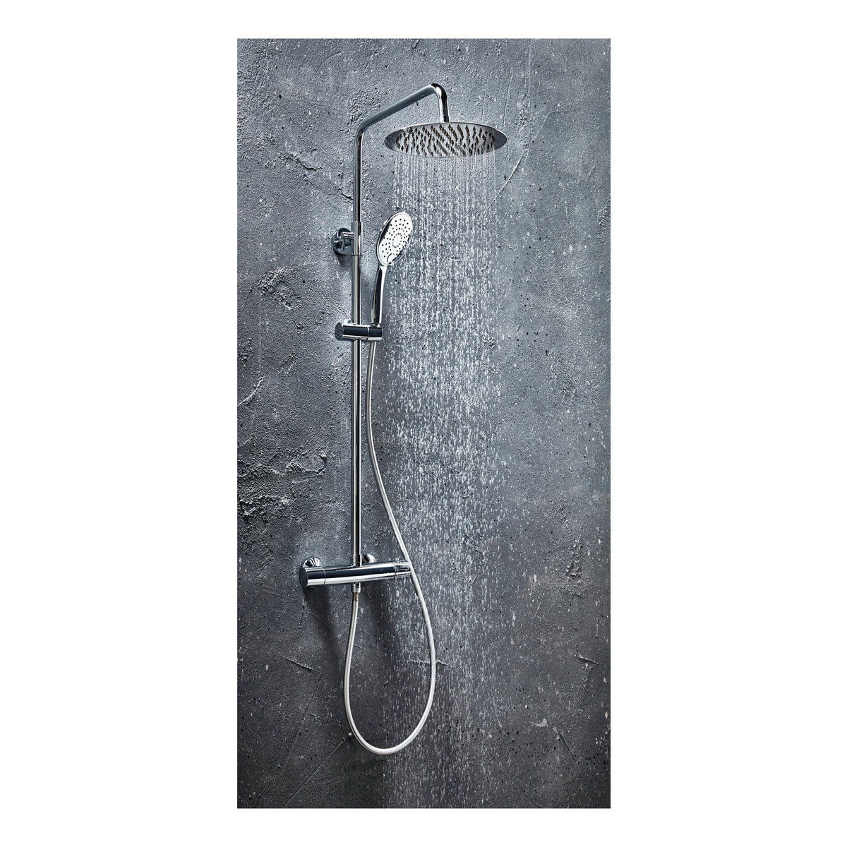 Scudo Messi Round Cool Touch Rigid Riser Shower Kit - Chrome