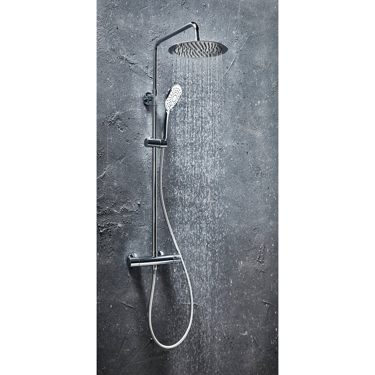 Scudo Messi Round Cool Touch Rigid Riser Shower Kit - Chrome - lifestyle