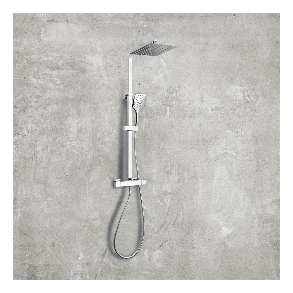 Scudo Helier Square Cool Touch Rigid Riser Shower Kit - Chrome