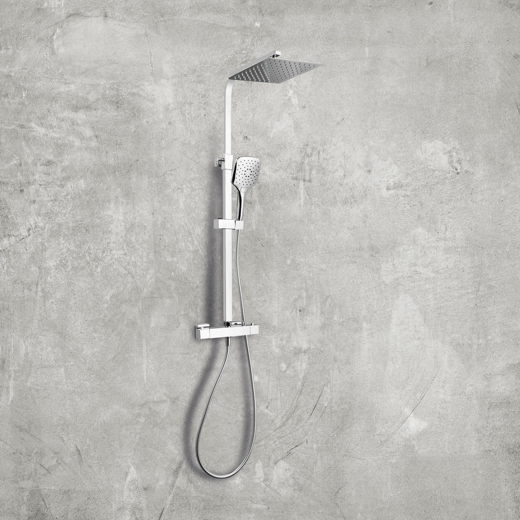 Scudo Helier Square Cool Touch Rigid Riser Shower Kit - Chrome - lifestyle