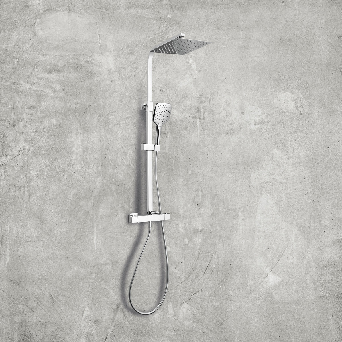 Scudo Helier Square Cool Touch Rigid Riser Shower Kit - Chrome - lifestyle