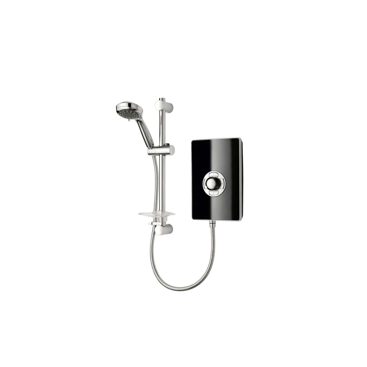 Sleek modern electric shower with chrome fixtures and digital controls, perfect for contemporary bathrooms and optimal water heating.