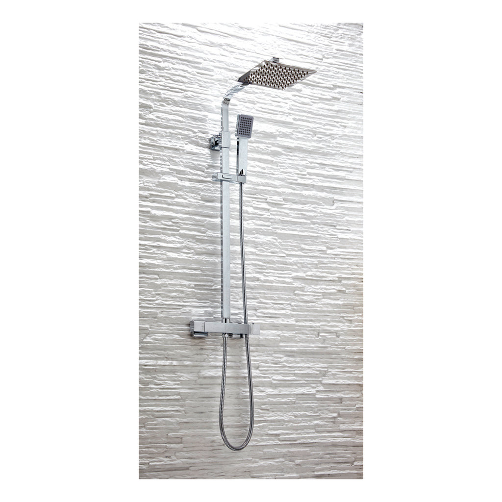 Scudo Elliot Square Rigid Riser Shower Kit, Chrome