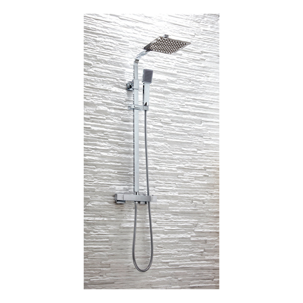 Scudo Elliot Square Rigid Riser Shower Kit, Chrome