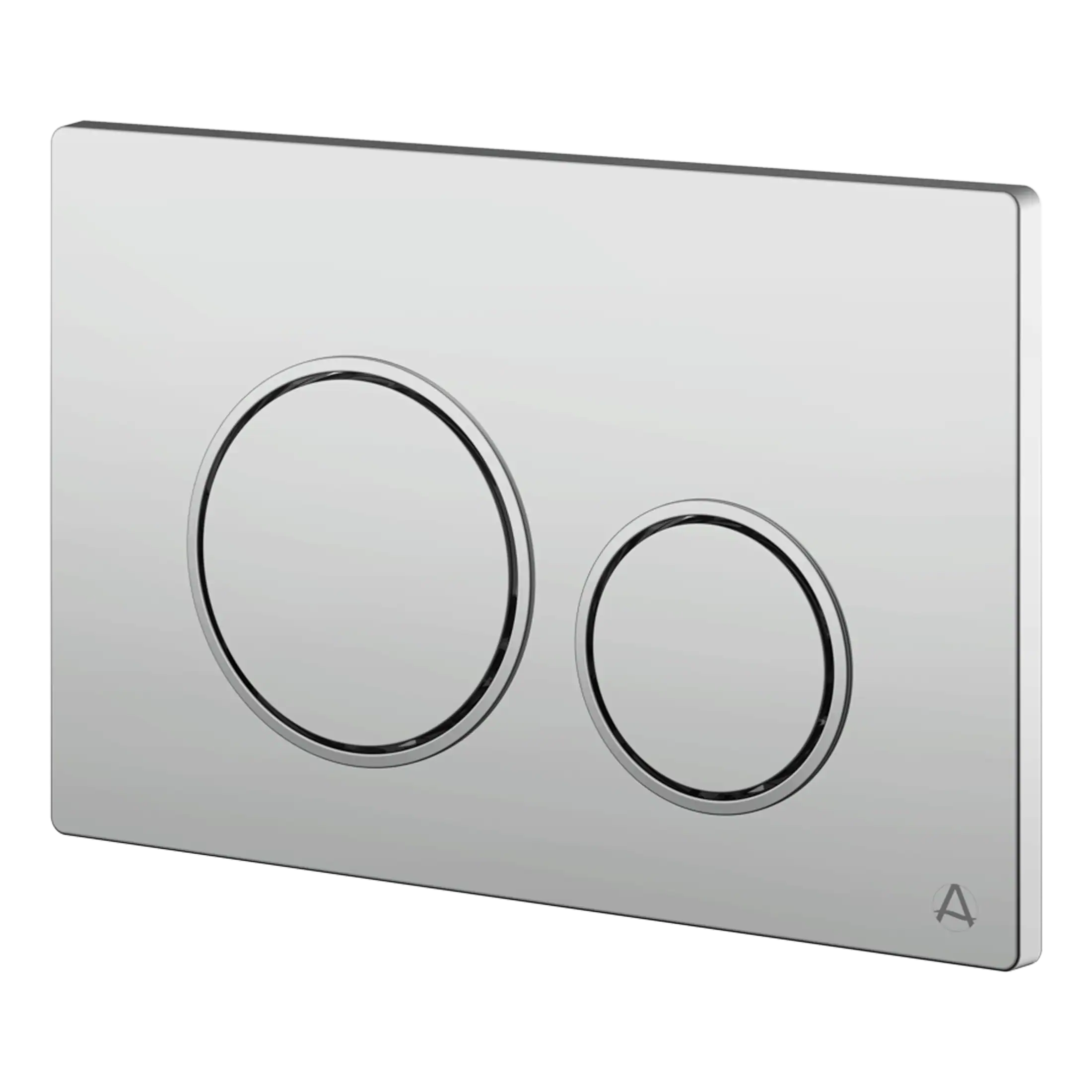 Flush plate for modern bathroom clicker toilet cistern system, sleek stainless steel design for easy operation and hygiene, ideal for contemporary bathroom renovations and installations.