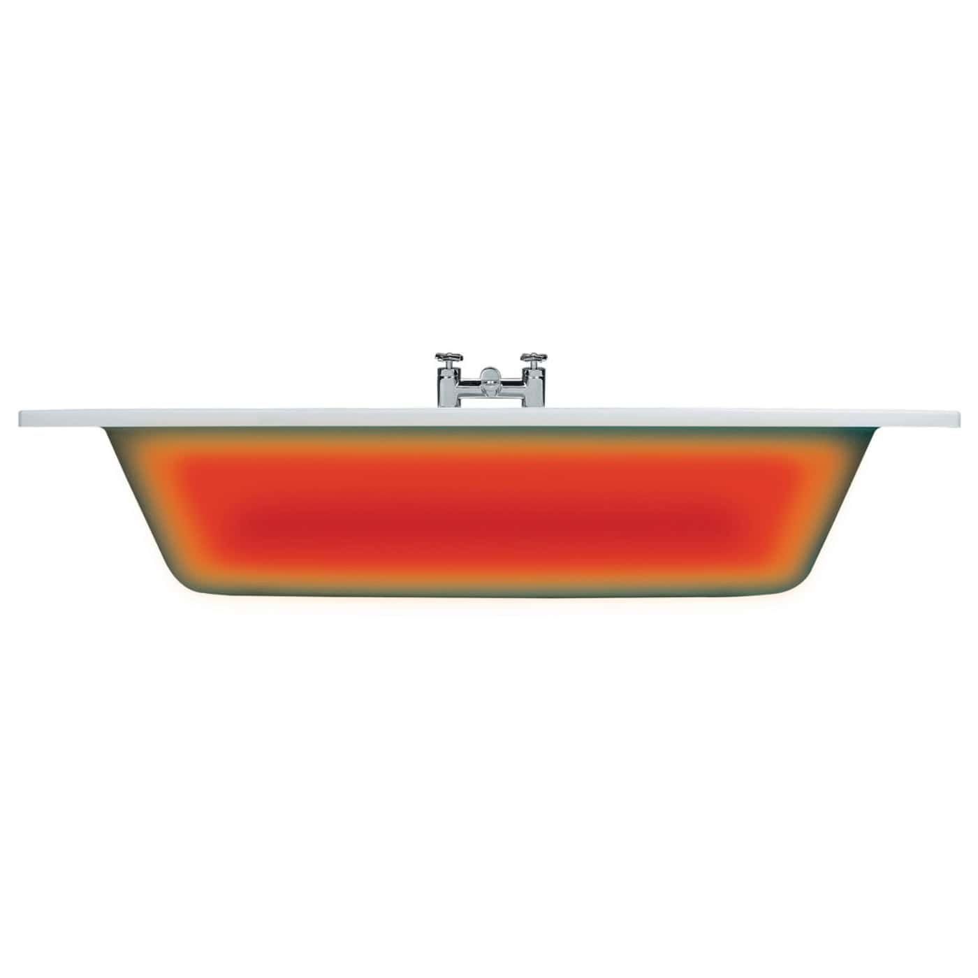 Vibrant colour-changing bathtubs with LED lighting for modern bathroom decor and relaxation. Iconic freestanding design featuring chrome taps and a glossy white finish, ideal for contemporary bathroom styles.