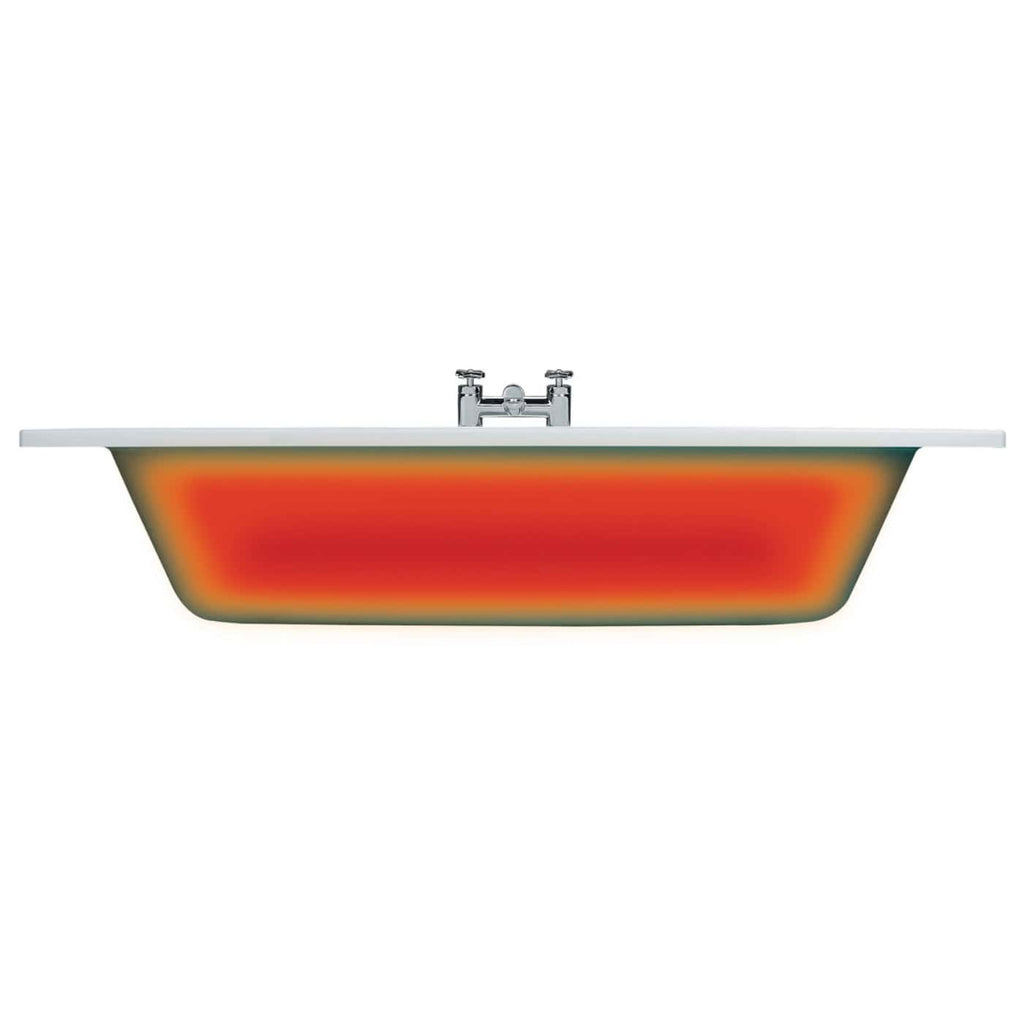 Vibrant colour-changing bathtubs with LED lighting for modern bathroom decor and relaxation. Iconic freestanding design featuring chrome taps and a glossy white finish, ideal for contemporary bathroom styles.