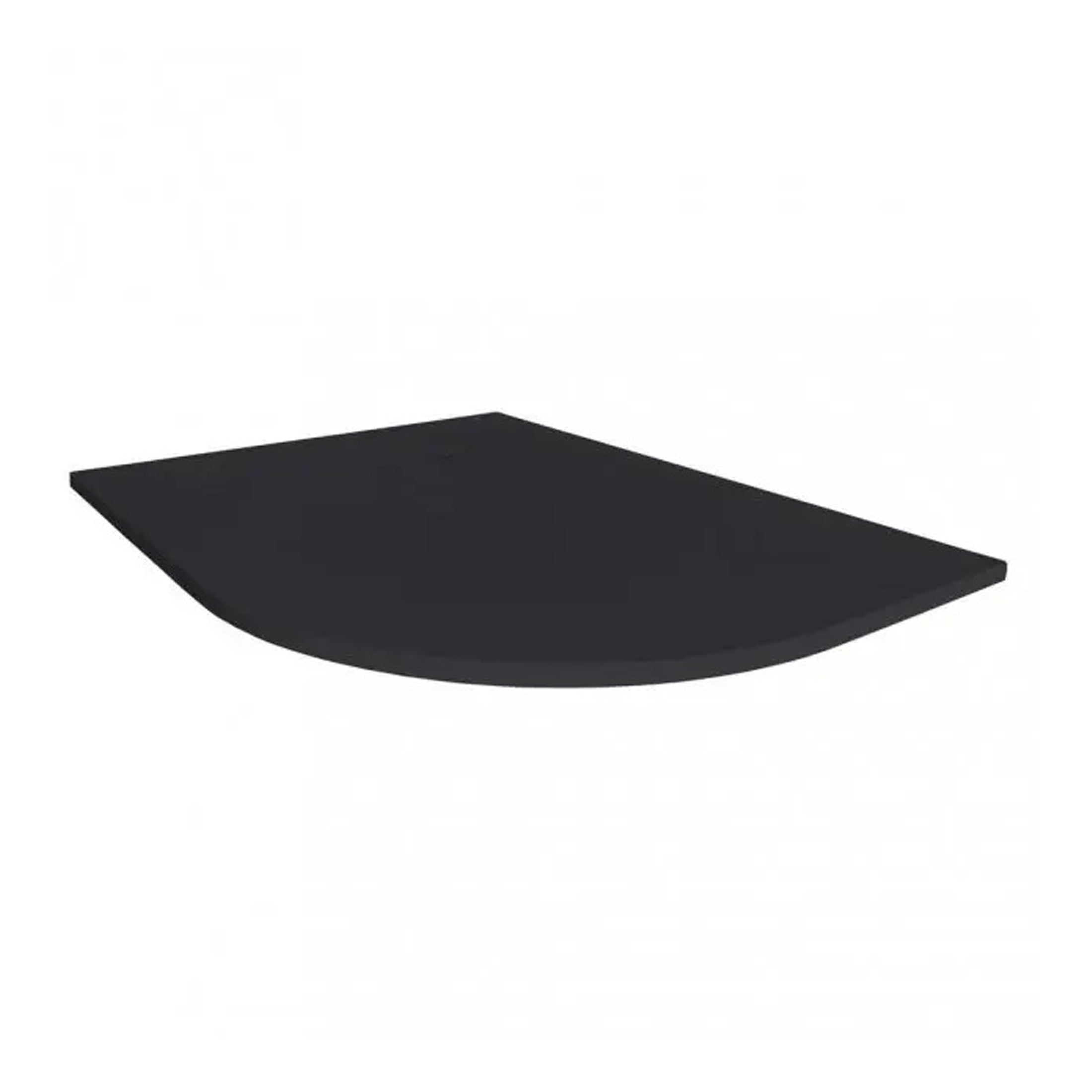 Modern black bathroom shelf with a sleek curved design, ideal for stylish bathroom storage and decor. Perfect for organising toiletries and adding contemporary elegance.