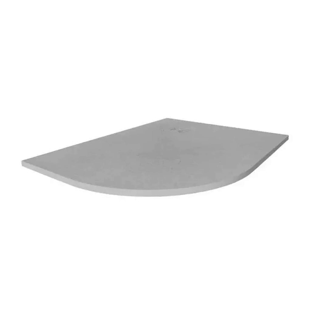 Minimalist grey bathroom shower tray with a curved edge, ideal for modern bathroom designs, durable and easy to clean, perfect for stylish and functional shower spaces.