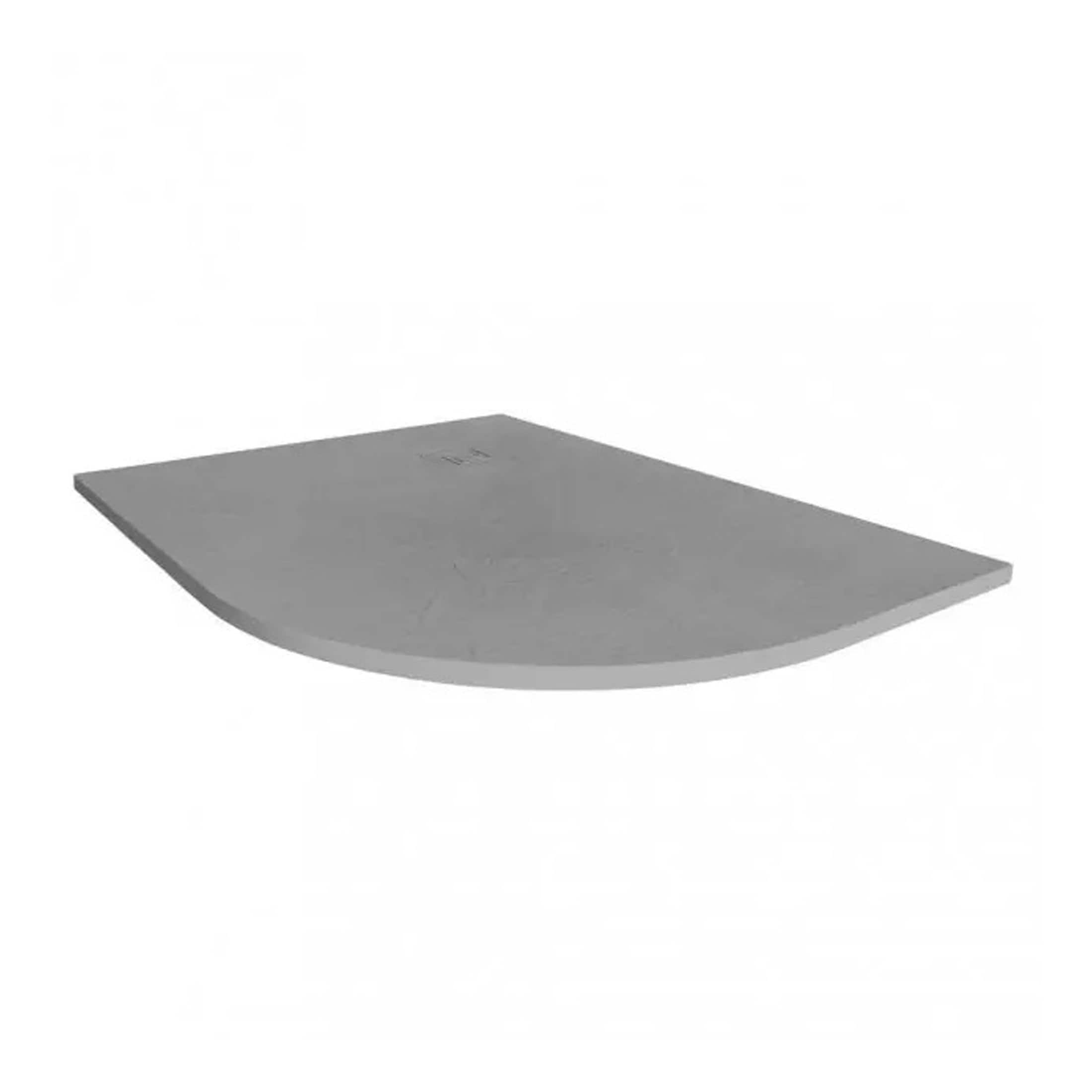 Modern grey curved shower tray with anti-slip surface for stylish and safe bathroom shower solutions. Durable and easy to install, perfect for contemporary bathroom refurbishments.
