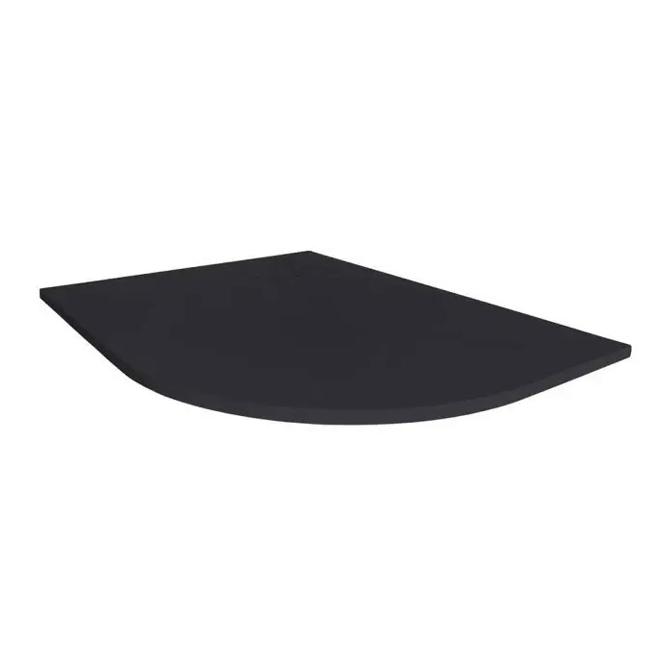 Black curved bathroom shelf for modern bathroom storage. Durable, stylish design with a sleek finish. Perfect for organising toiletries and accessories in your Bubly bathroom.
