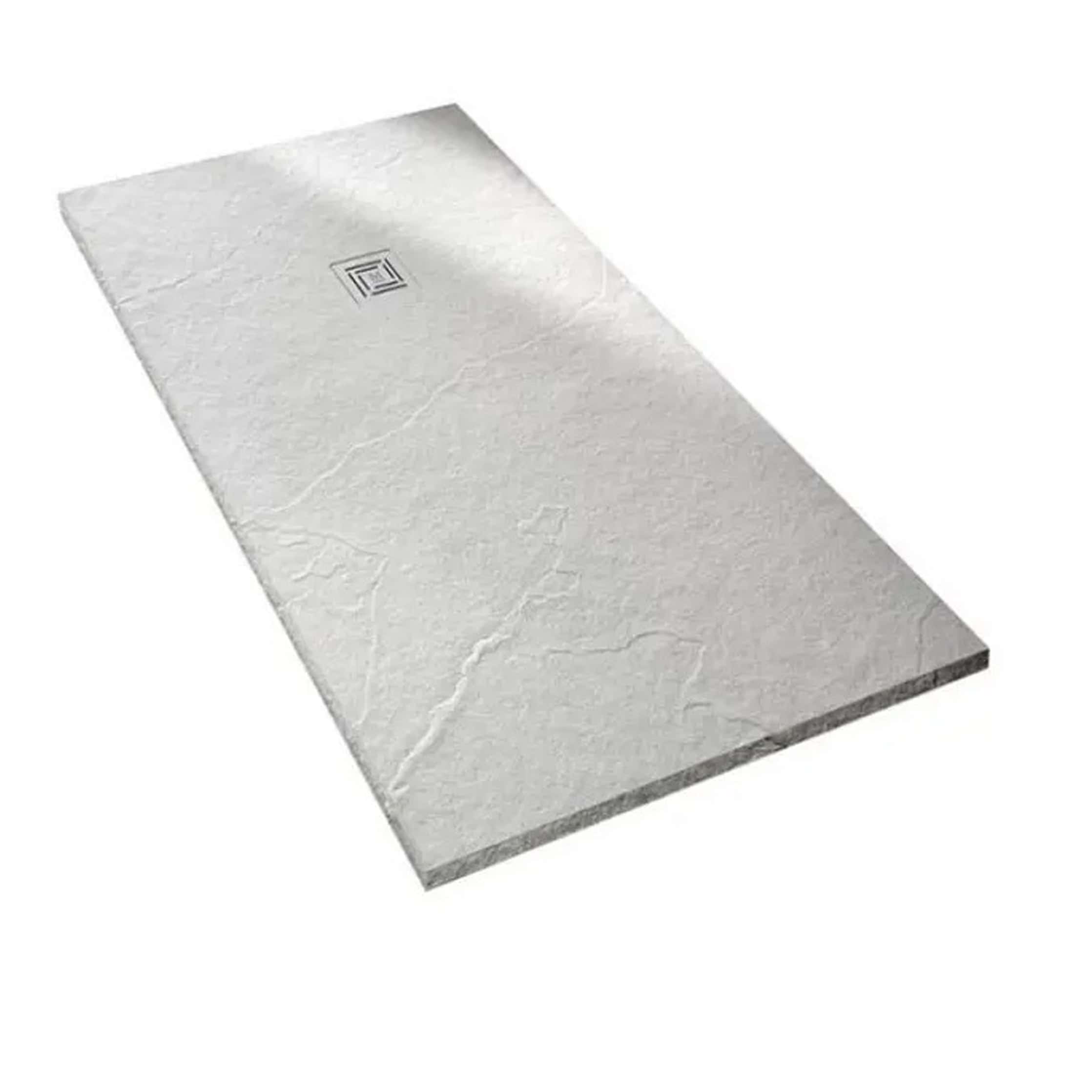 Sleek white marble shower tray with angular design, perfect for modern bathroom renovations and waterproof applications. Features clean lines and durable material for stylish functionality.