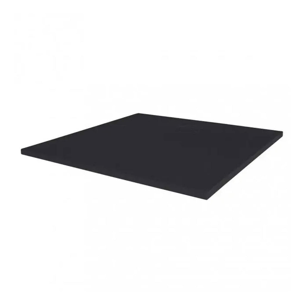 Black bathroom shower tray, durable and non-slip, ideal for modern bathroom designs with sleek finishes and water management features. Perfect for enhancing shower area functionality and aesthetics.