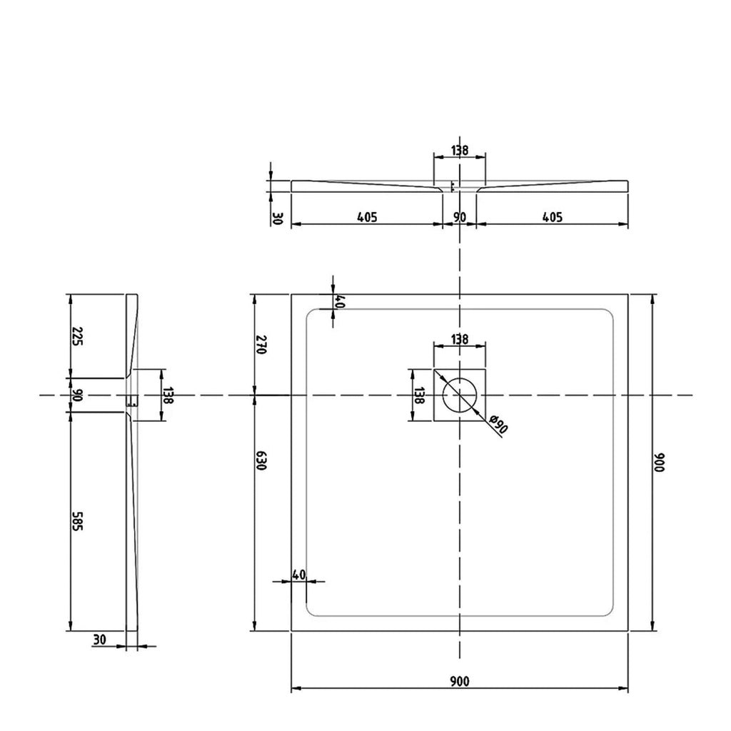 Schematic blueprint of a modern bathroom sink with detailed measurements and technical specifications for installation and design.