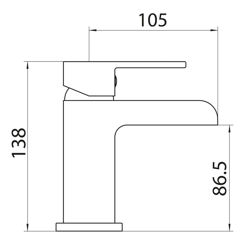 Scudo Victoria Mono Basin Mixer Tap With Push Waste - Chrome - technical drawing with dimensions