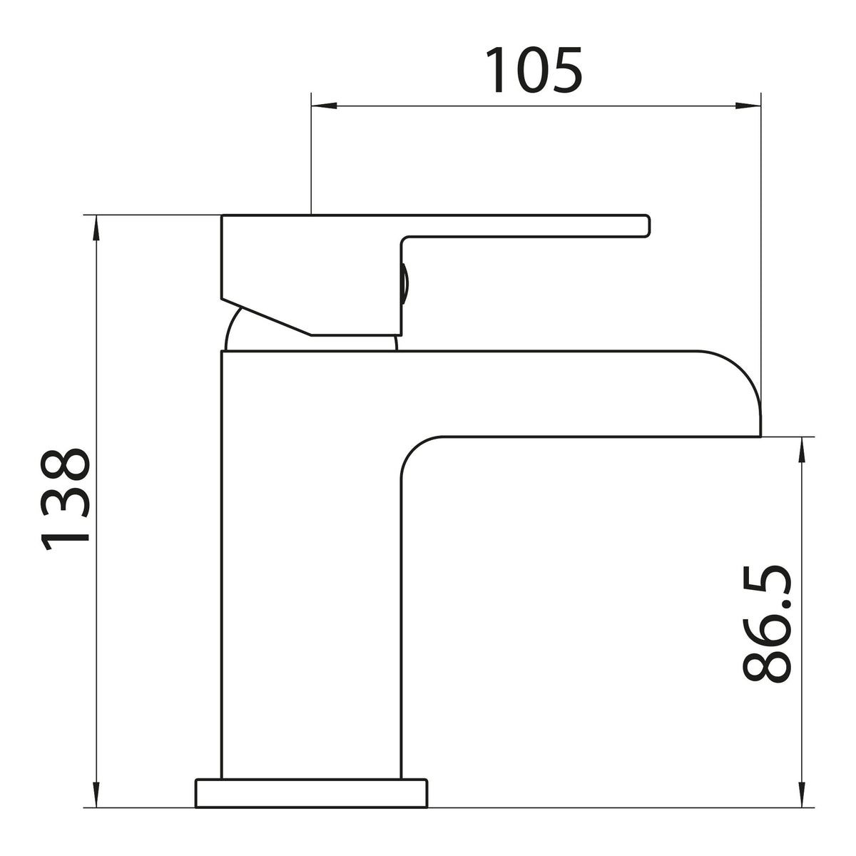 Scudo Victoria Mono Basin Mixer Tap With Push Waste - Chrome - technical drawing with dimensions