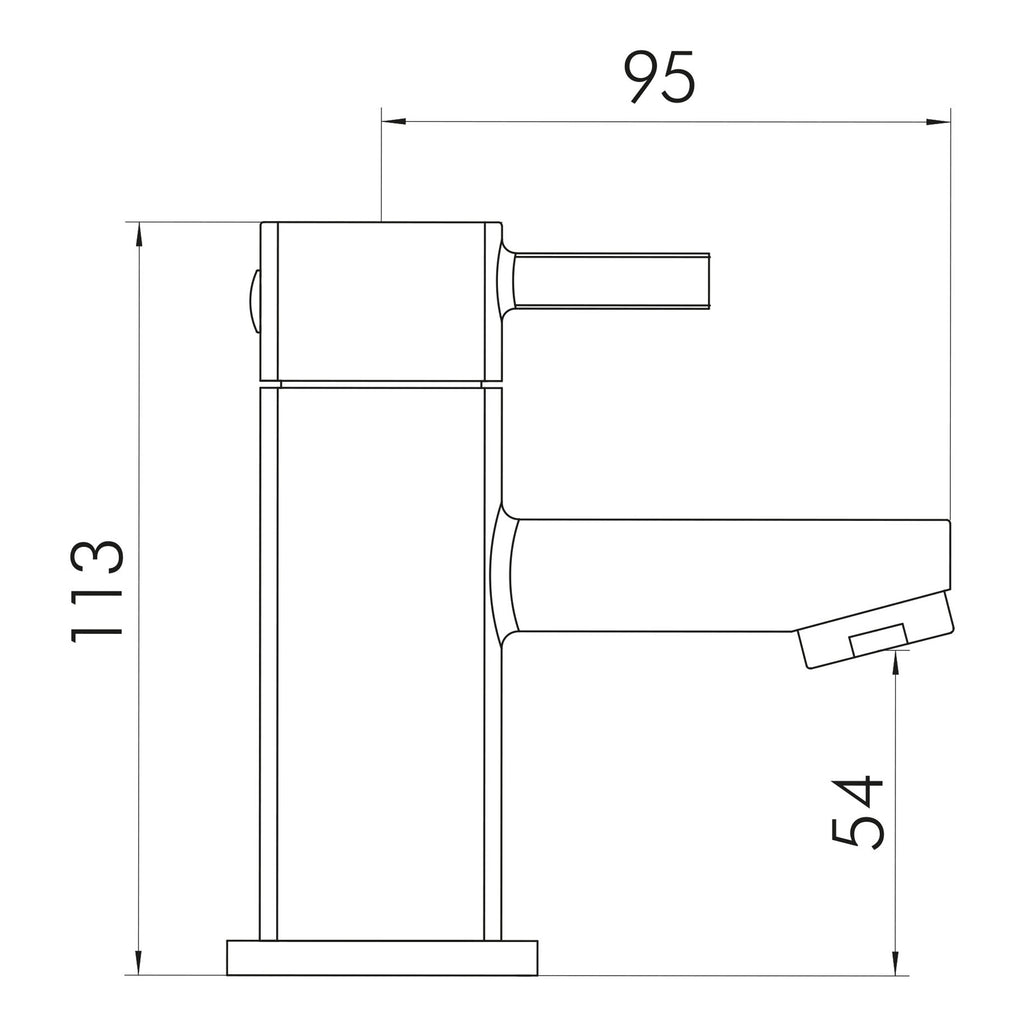 Scudo Forme Mono Basin Mixer Tap With Push Waste - Chrome - technical drawing with dimensions