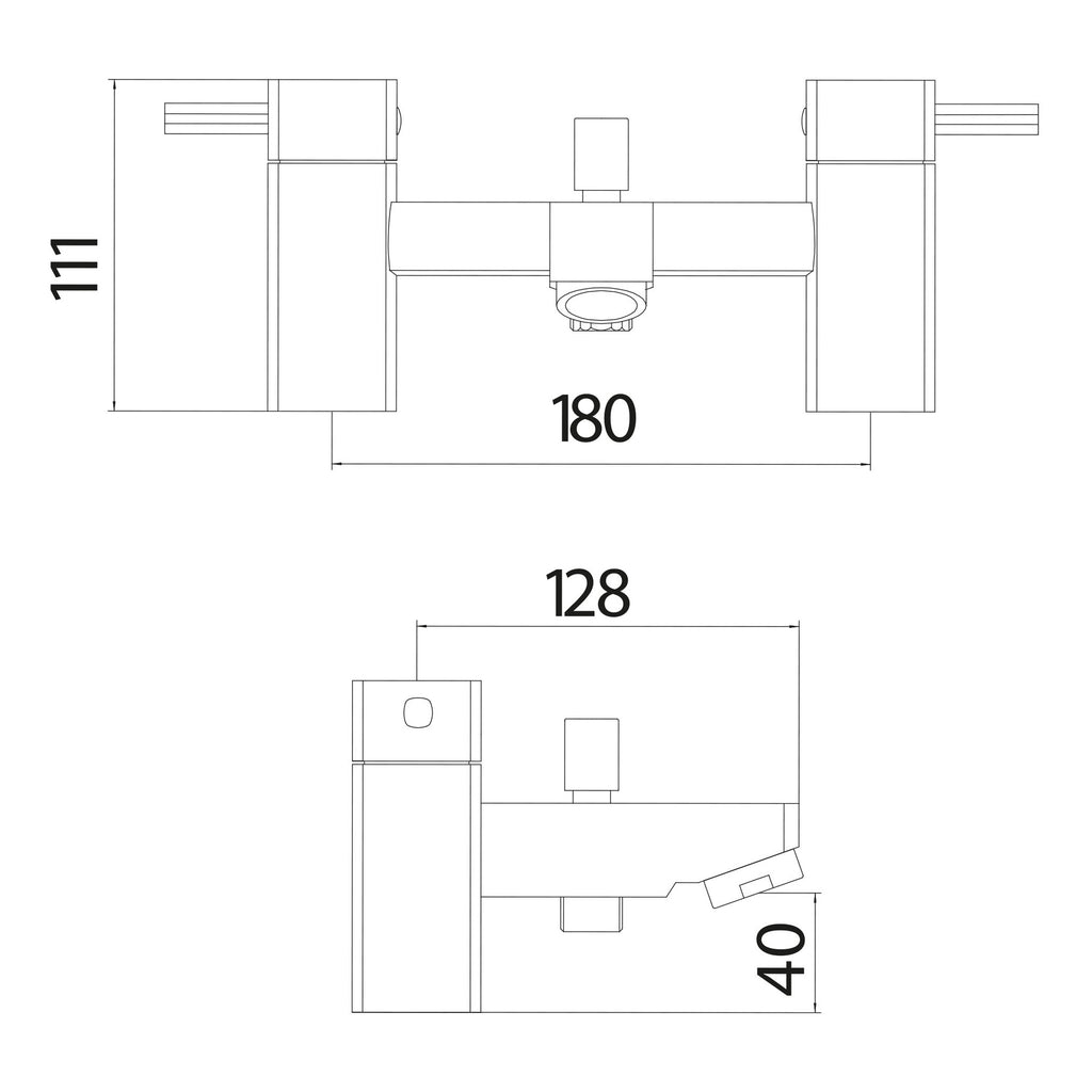 Scudo Forme Bath Shower Mixer Tap With Shower Kit And Wall Bracket - Chrome - technical drawing with dimensions