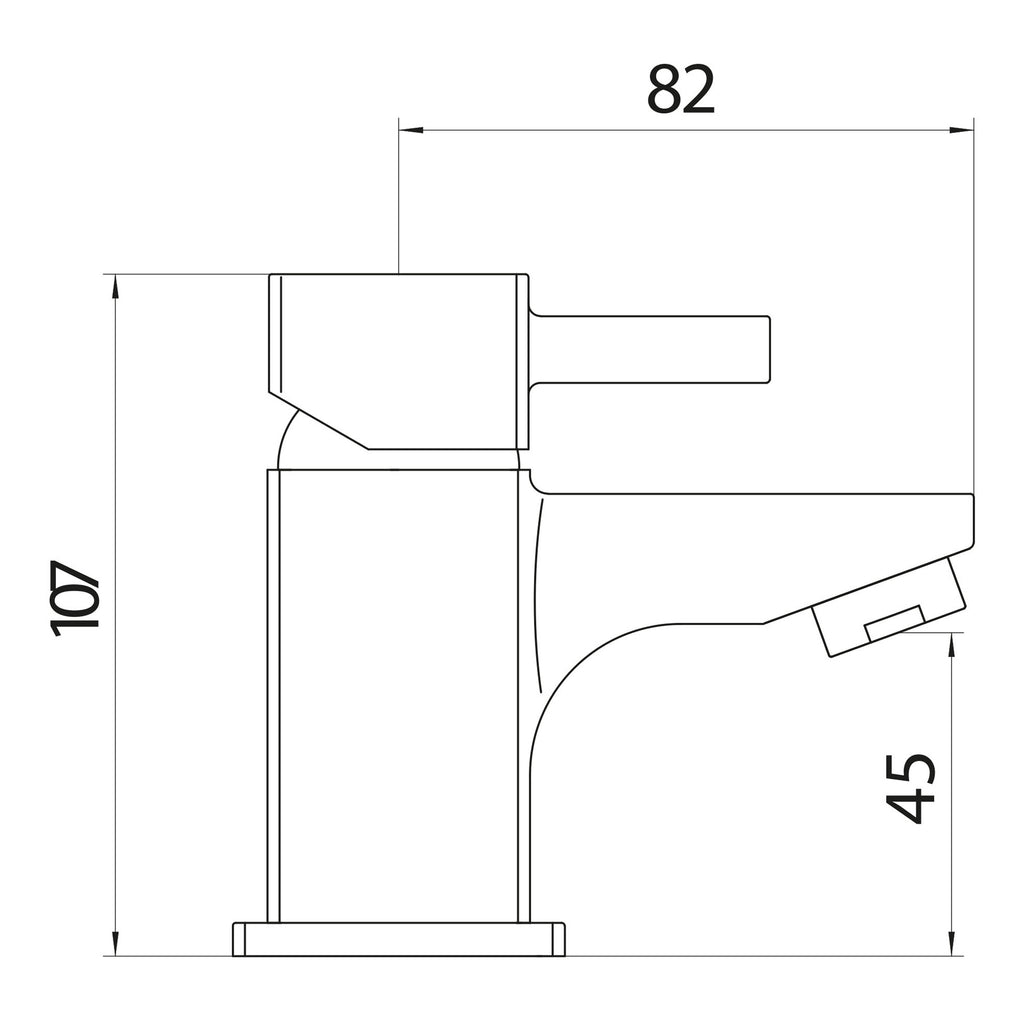 Scudo Forme Mini Mono Basin Mixer Tap With Push Waste - Chrome - technical drawing with dimensions