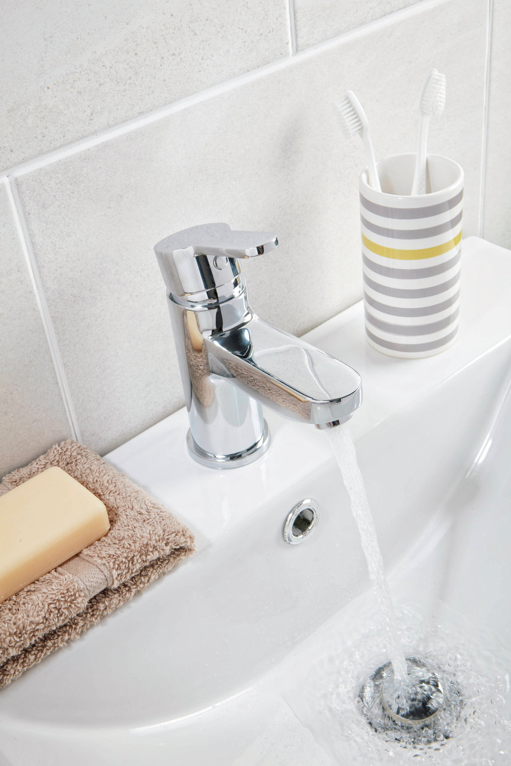 Scudo Favour Mono Basin Mixer Tap With Push Waste - Chrome - lifestyle