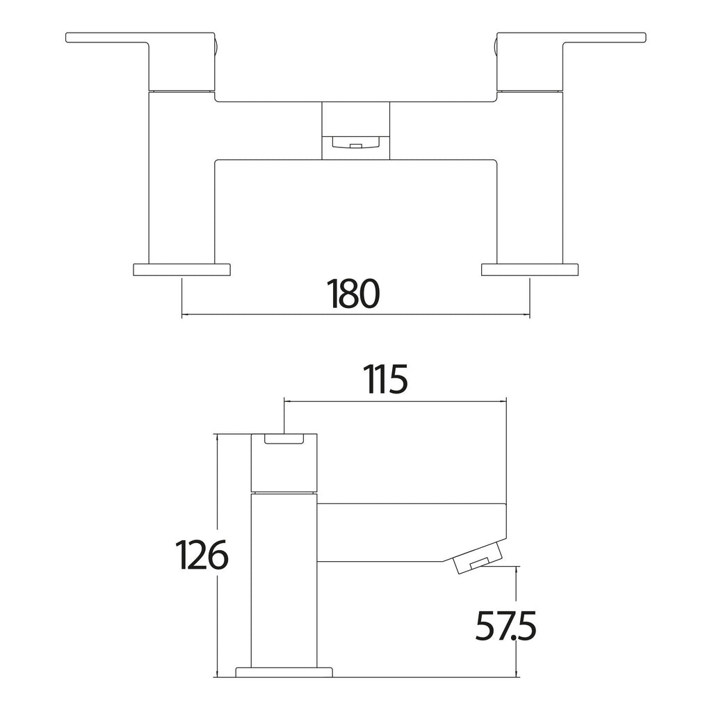 Scudo Favour Bath Filler - Chrome - technical drawing with dimensions