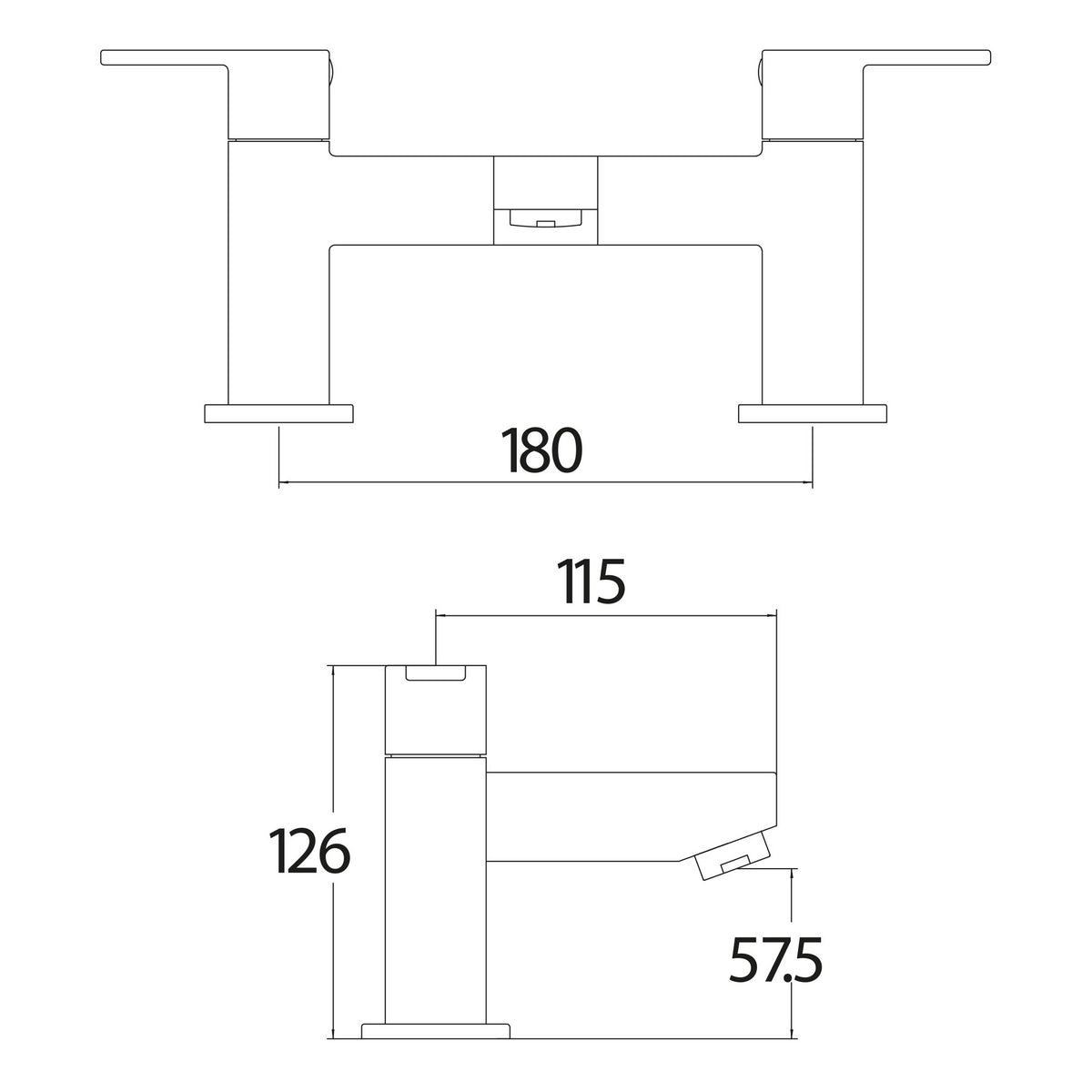 Scudo Favour Bath Filler - Chrome - technical drawing with dimensions
