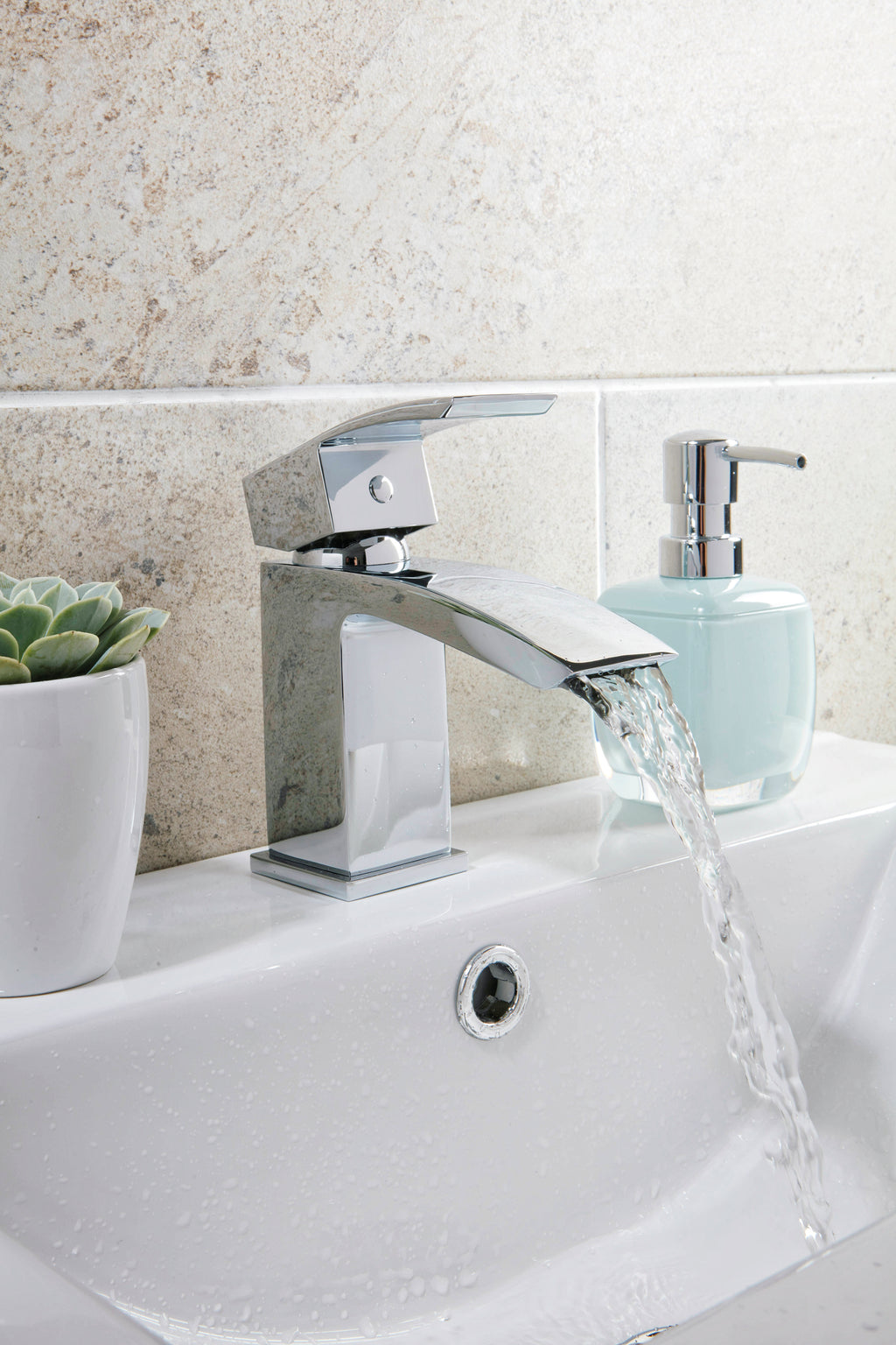 Scudo Mini Mono Basin Mixer Tap with Push Waste - Chrome - lifestyle