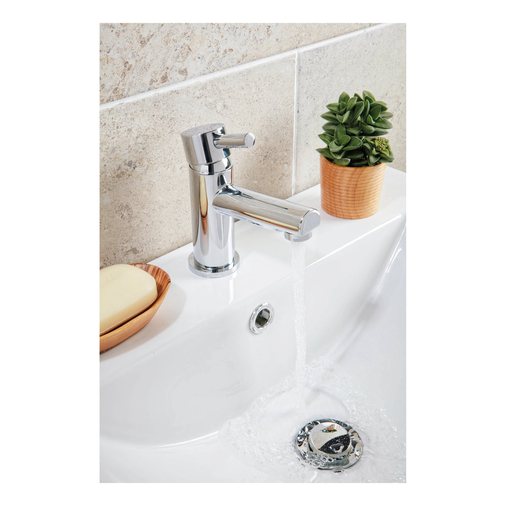 Scudo Premier Mono Basin Mixer Tap With Push Waste - Chrome